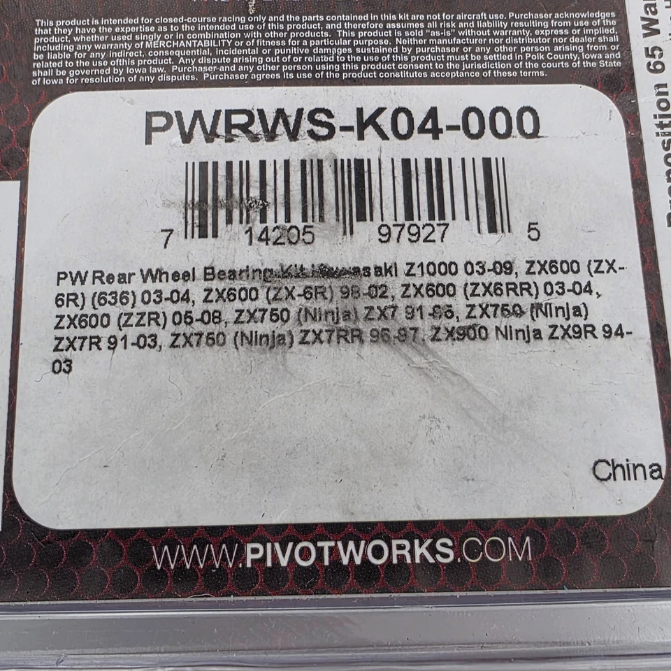 Nuevo kit de cojinete de rueda Pivot Works PWRWS-K04-000 para Kawasaki Z 1000 2003-2006 Foto 3 de 3
