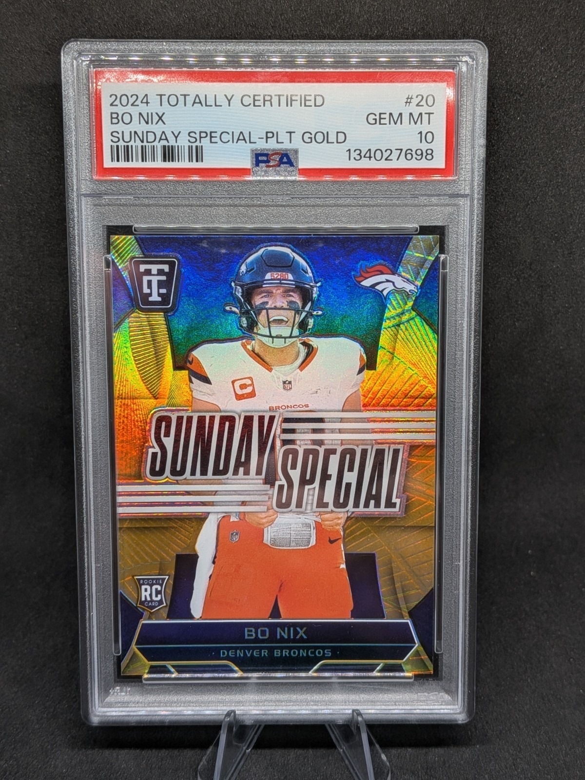 Bo Nix Panini Totally Certified Sunday Special #20 Platinum Gold