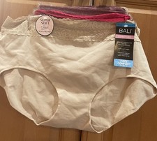 NWT 3 BALI Cool Comfort 2XL/9 BRIEFS DFMLB3 Soft Stretch MAUVE BEIGE RED