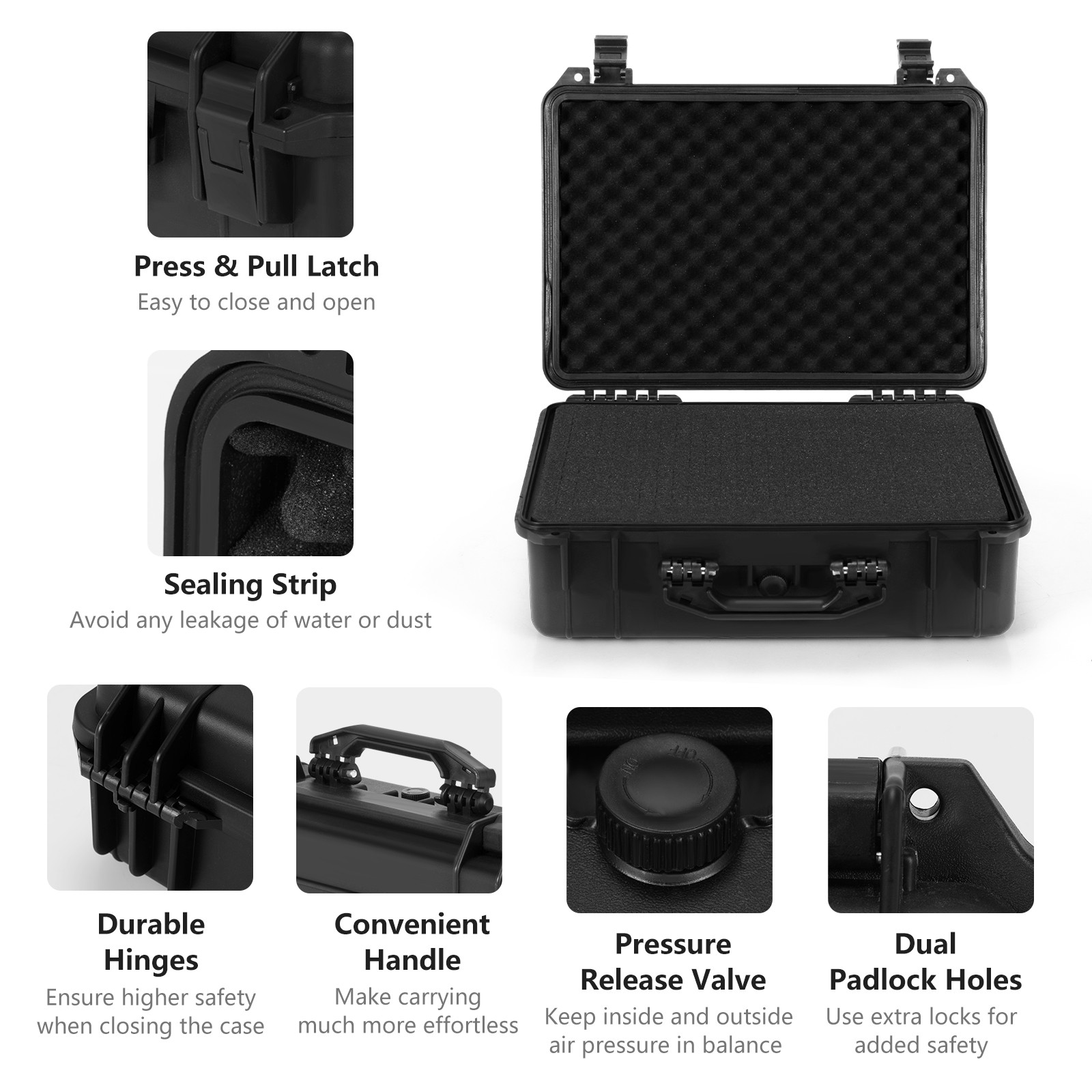 22-Inch Multi-Purpose Hard Case Camera Box W/ Customizable Foam IP66 Waterproof