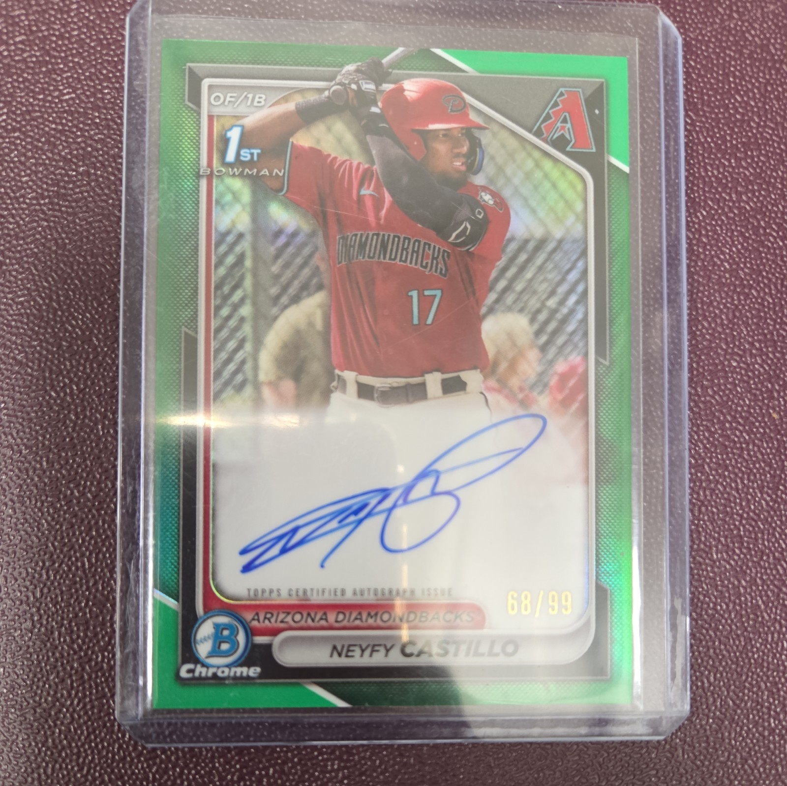 NEYFY CASTILLO 2024 BOWMAN CHROME 1ST AUTOGRAPH GREEN AUTO /99 🔥Diamondbacks🔥