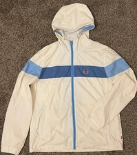 Vintage Levi s Windbreaker Jacket Cream Blue Colorblock Mesh Lined Size L