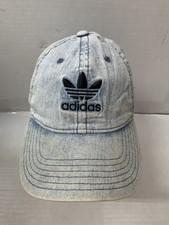 Adidas Originals Trefoil Denim Dad Hat Light Wash Adjustable Cap One Size Cotton