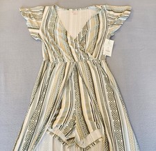 No Boundaries Womens M 7-9 Boho Maxi Dress NWT Flutter Sleeve Wrap Front