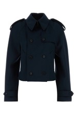ALEXANDER MCQUEEN Midnight Blue Wool Trench Coat New & Authentic
