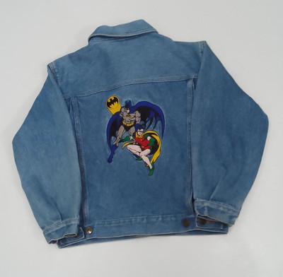 Vintage DC Comics Batman Robin Denim Jeans Jacke Gr. L Superhelden bestickt