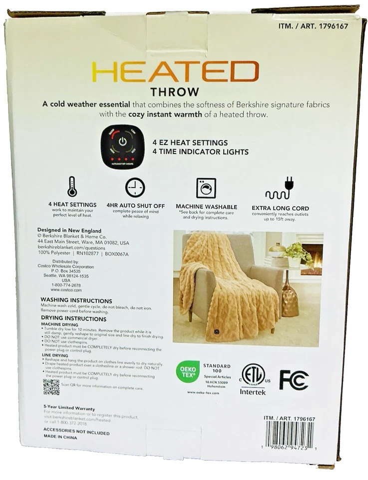 Berkshire Blanket & Home Co. Piel sintética gris con calefacción reversible 50 x 60 suave Foto 4 de 4