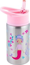 Stephen Joseph Stainless Steel Water Bottles, 18 OZ, Straw lid, Reusable tumb...
