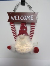Christmas led light up welcome battery operated hanging gnome Tested