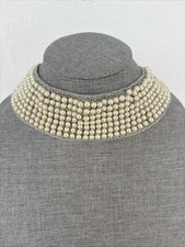 VINTAGE HANDMADE MULTI PEARL COLLAR BIB STATEMENT NECKLACE