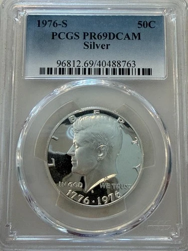 1976 s Silver Proof Bicentennial Kennedy Half Dollar PCGS PR69 DCAM