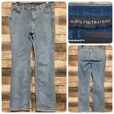 NYDJ Jeans Women  s 12 Blue Denim Marilyn Straight Stretch Inseam 30.5 