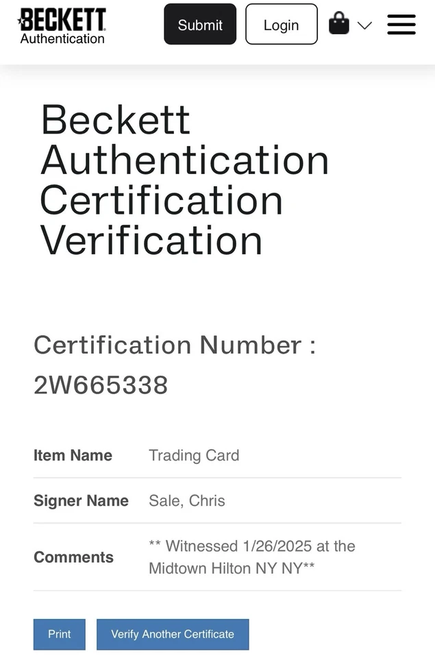2024 Topps Now #OS-4 Chris Sale (AU) 2024 CY YOUNG & BECKETT CERTIFICADO DE AUTENTICIDADE - Imagem 3 de 3