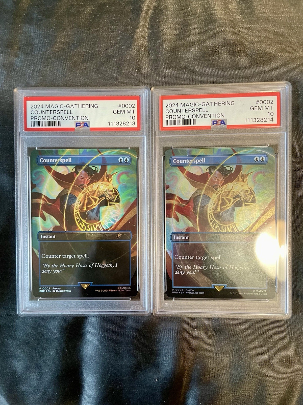 2 2024 Magic The Gathering MTG Marvel Counterspell Foil Dr. Strange Promo PSA 10