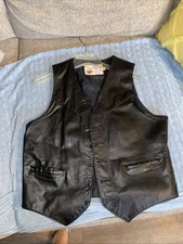 Vintage Sears The Leather Shop Vest Mens size 42 Black