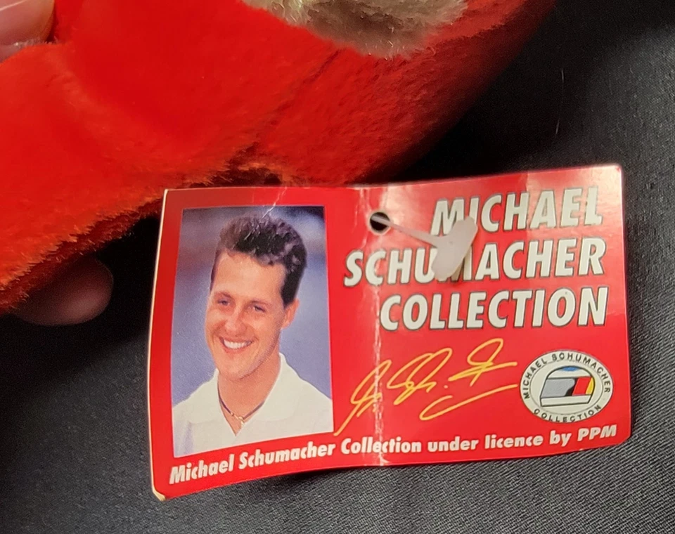 Michael Schumacher Teddy Bear wearing Helmet Plush - PPM - Rare! 7” Tall w/ tag - Image 4 of 4