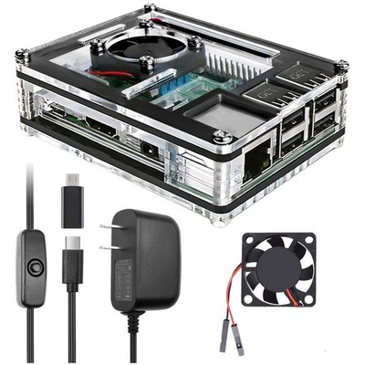 Raspberry Pi 3 B+ Case with Fan Cooling Pi 3B Case with 3 Pcs Heat-Sinks 5V