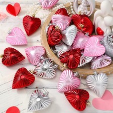 12 Pcs Large Valentines Day Heart Ornaments, 3.15 Inch Shiny Matte Heart Shap...
