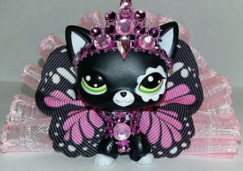 LPS Black Kitty Cat #2249 Princess Pink Butterfly Wings Fairy Faerie Pink Tutu - 第 1/17 張圖片