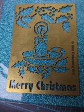 Vtg 90s Embossing Arts Candle Holly Merry Christmas Stencil Crafts Stamping