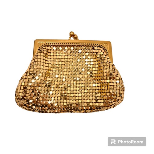 Whiting & Davis Gold Washed Mesh Change Purse Estate Vintage USA