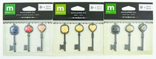 Making Memories Metal Pebble Key Lot of 3 Sets Dimensional Shapes Embellishments - Picture 1 of 5