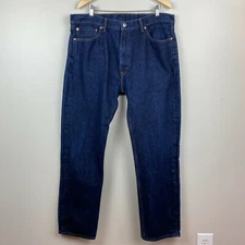 Levis 505 Jeans Mens 40 Dark Wash Denim Blue Straight Leg Pockets 100% Cotton