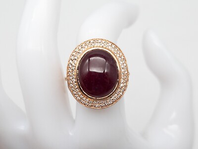 $20,000 Designer 23ct Natural Ruby VS H Diamond 14k Rose Gold HALO Ring 17g
