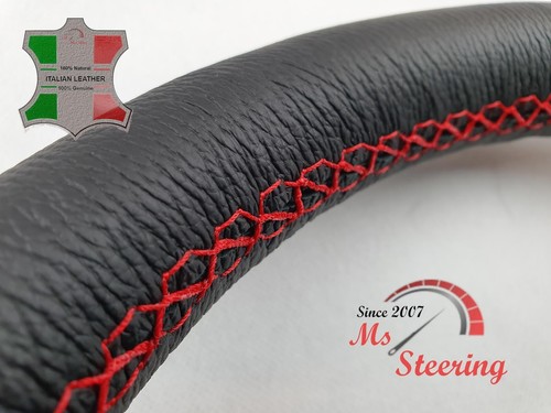 FOR Skoda Octavia MK2 04-12 BLACK LEATHER STEERING WHEEL COVER, RED 2 STIT - Picture 2 of 11