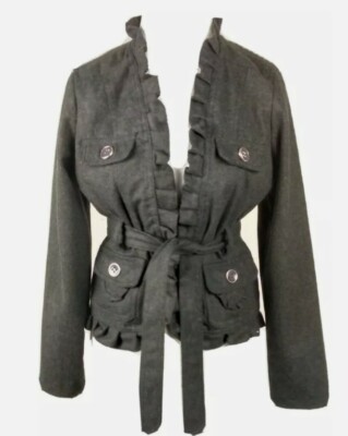 Doll House Wms Juniors Sz S Gray Color Wool Blend Jacket Coat B33