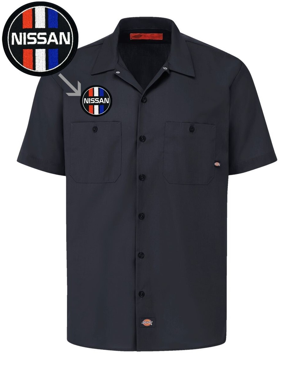 SUPERSUB ♥ overfit striped short sleeve t-shirt NISSAN Retro Stripe Patch DICKIES Short Sleeve Mechanic Work