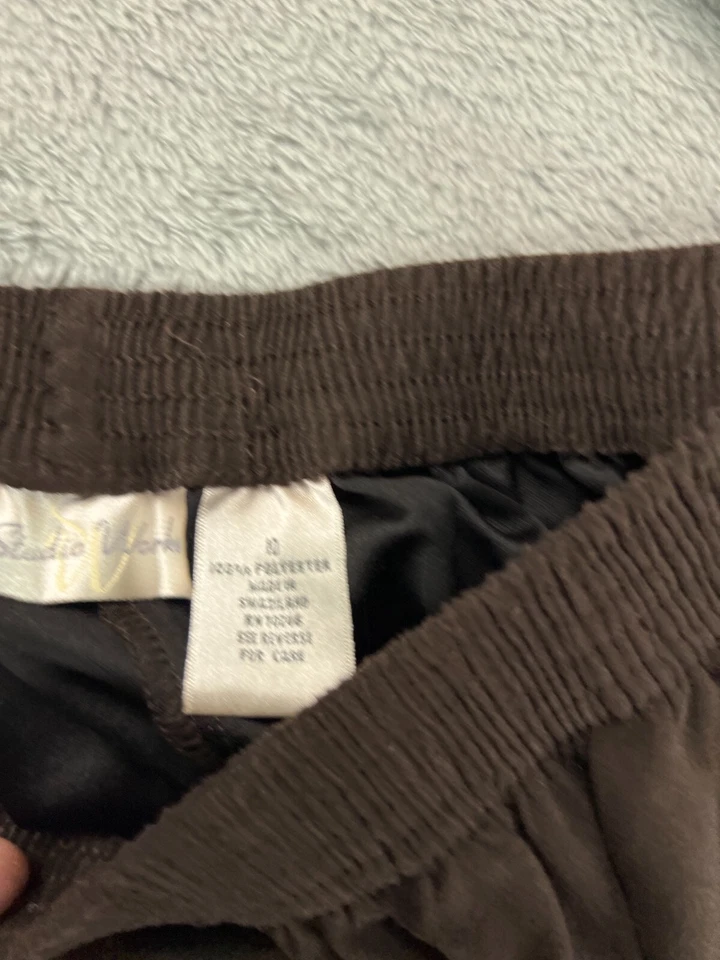 Женские брюки Studio Works 10 из искусственной замши коричневые без застежек с высокой талией дамские 30 дюймов - Изображение 3 из 4