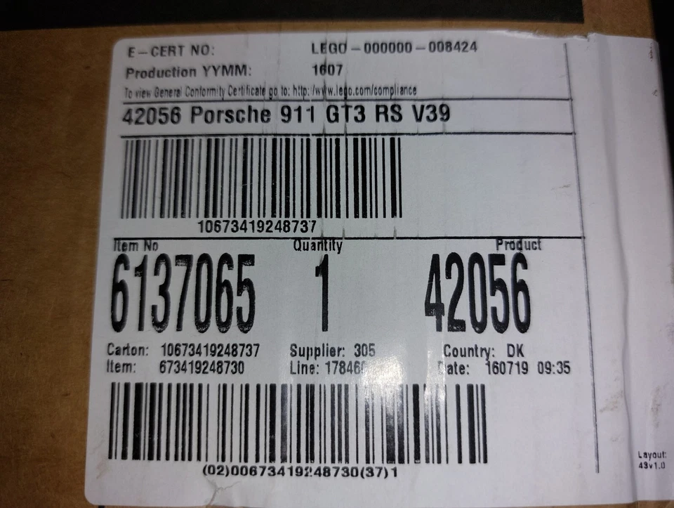 LEGO TECHNIC 42056 PORSCHE 911 GT3 RS SET CAJA SELLADA, CAJA DE ENVÍO SELLADA DE FÁBRICA Foto 2 de 4