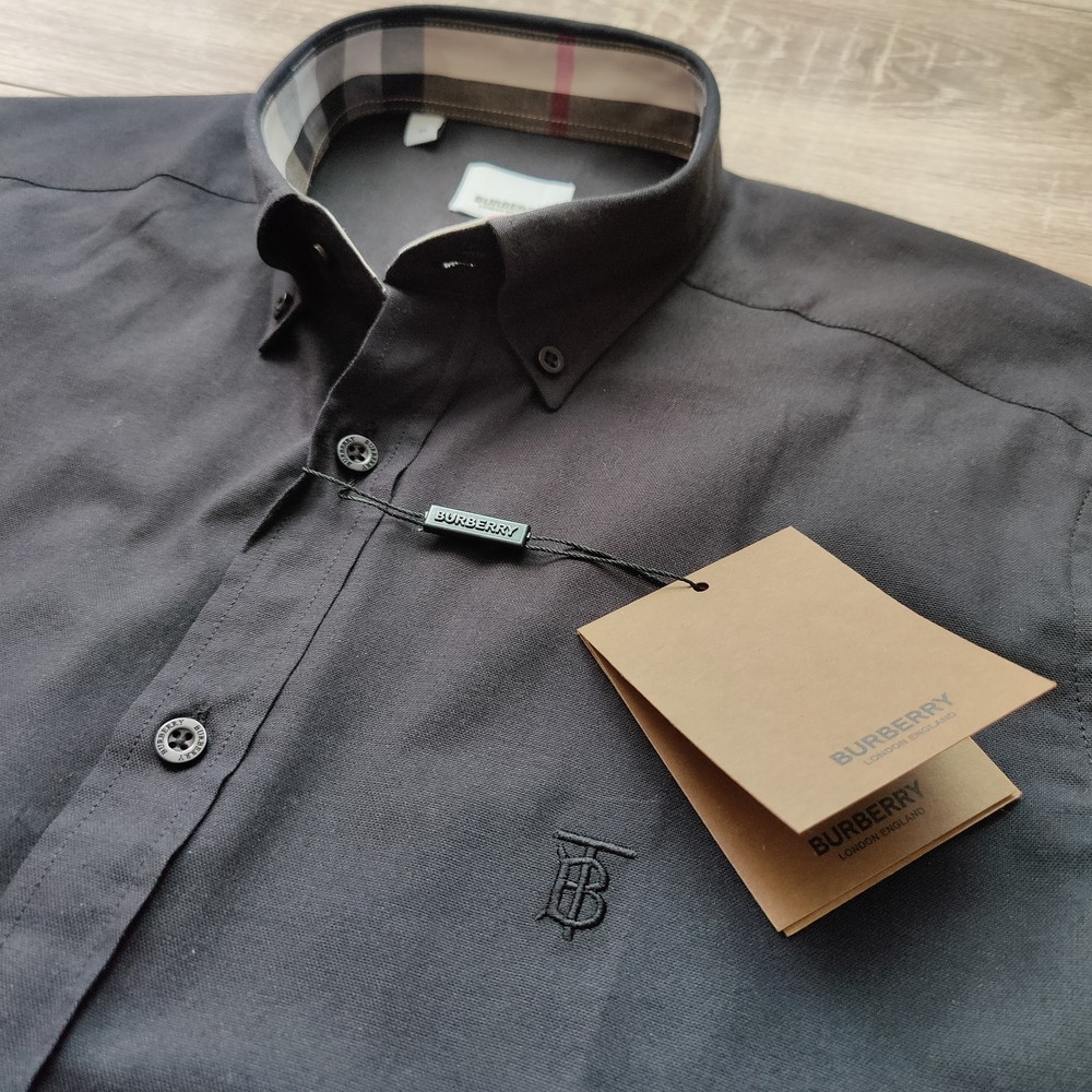Burberry Men's Black Shirt American All Size Button Down  Business Shirt