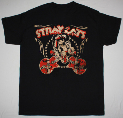 STRAY CATS VINTAGE EXCLUSIVE Short Sleeve Black All Size Funny Shirt AC834