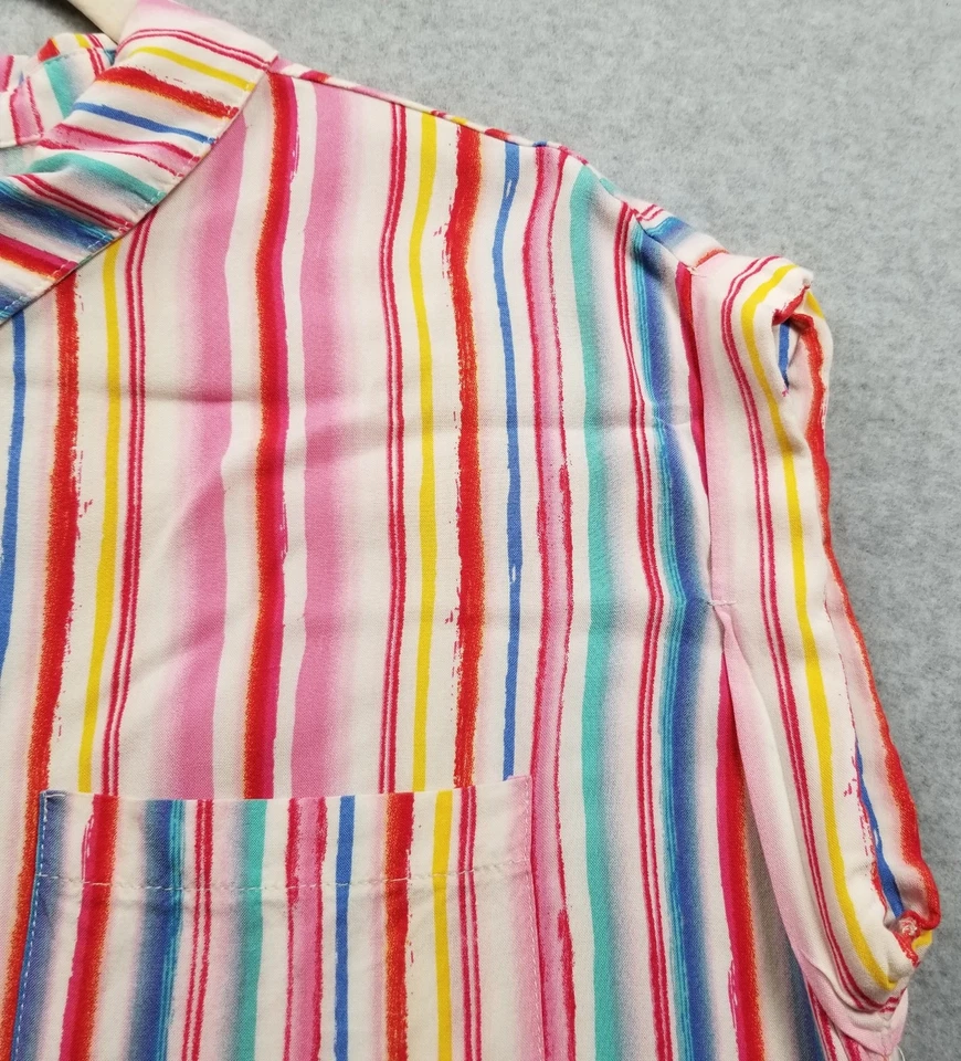 No Boundaries Button Up Shirt Women Junior’s Extra Large XL Striped Short Sleeve - Image 3 of 4
