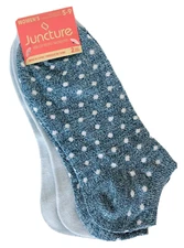 Juncture Women’s Low Cut Socks 2 Pairs In 1 Pack Blue Fits Shoe Sizes 5-9 Comfy