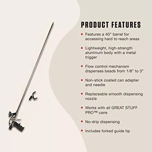NEW Great Stuff PRO 14 XL 40" Spray Foam Dispensing Tool w/ Flow Control- 259201