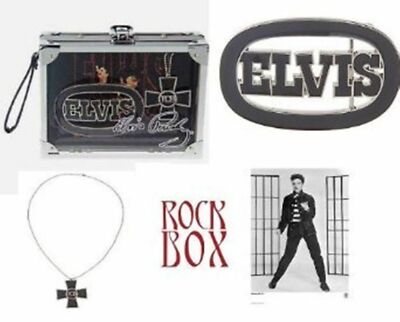 Elvis Presley Collection Belt Buckle TCB Necklace Rock Box Limited Edition Items