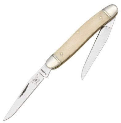 Rough Ryder Muskrat Pocket Knife Stainless Steel Clip Point Blades Bone Handle