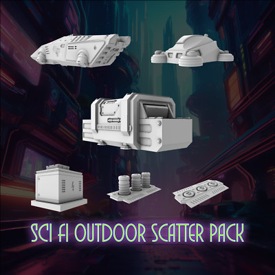 Urban Sci-Fi Scatter Terrain Pack - Sci Fi City Gelände 28mm - 32mm 3D gedruckt