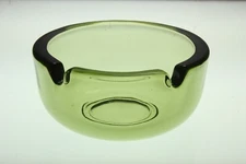 Vintage Green Glass Ashtray 3 3/4" Diameter Deep-Well