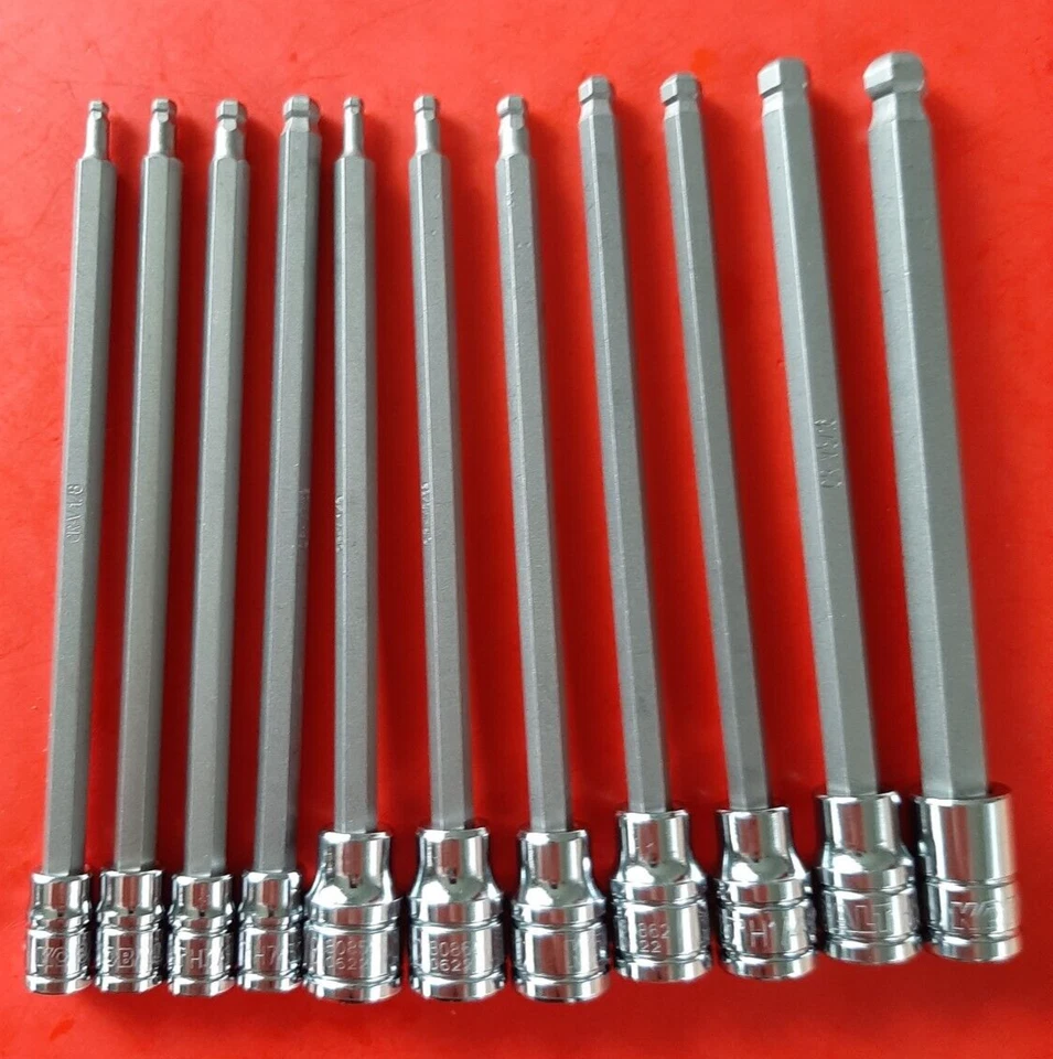 New KOBALT TOOLS 11pc 1/4 3/8 Drive SAE Long Ball End Hex Bit Driver Socket Set - Image 2 of 4