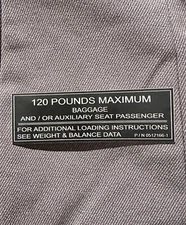 Cessna Baggage Placard P/N 0512166-1