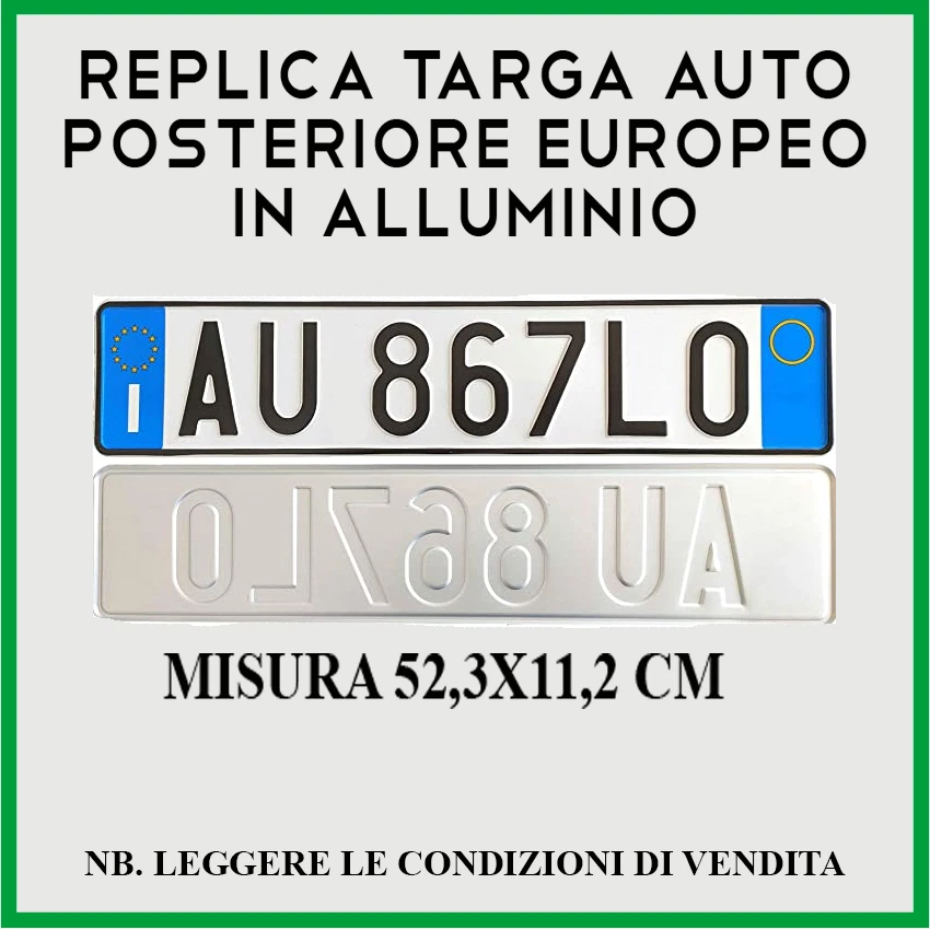 GADGET STORE REPLICA TARGA AUTO ITALIANA RILIEVO ART.102 D.LGS285/92 POSTEIORE