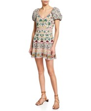 ALICE + OLIVIA Dana Puff-Sleeve Flare Dress Sz 6