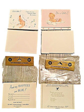 Baby Birth Announcements 11 Cards Unused NOS Rust Craft Boy Girl Vintage 1960s