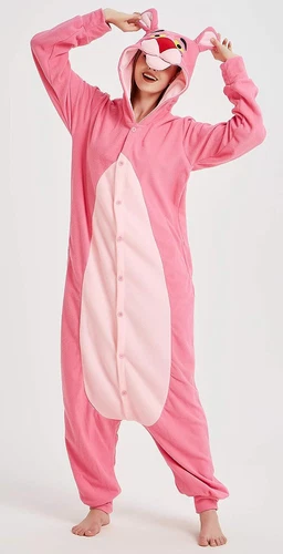 Women's Overalls Pyjamas Animal Pyjamas Unisex Overalls Hooded Pink Panther - Picture 6 of 15