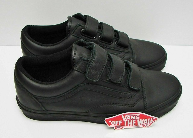 vans authentic leather black mono