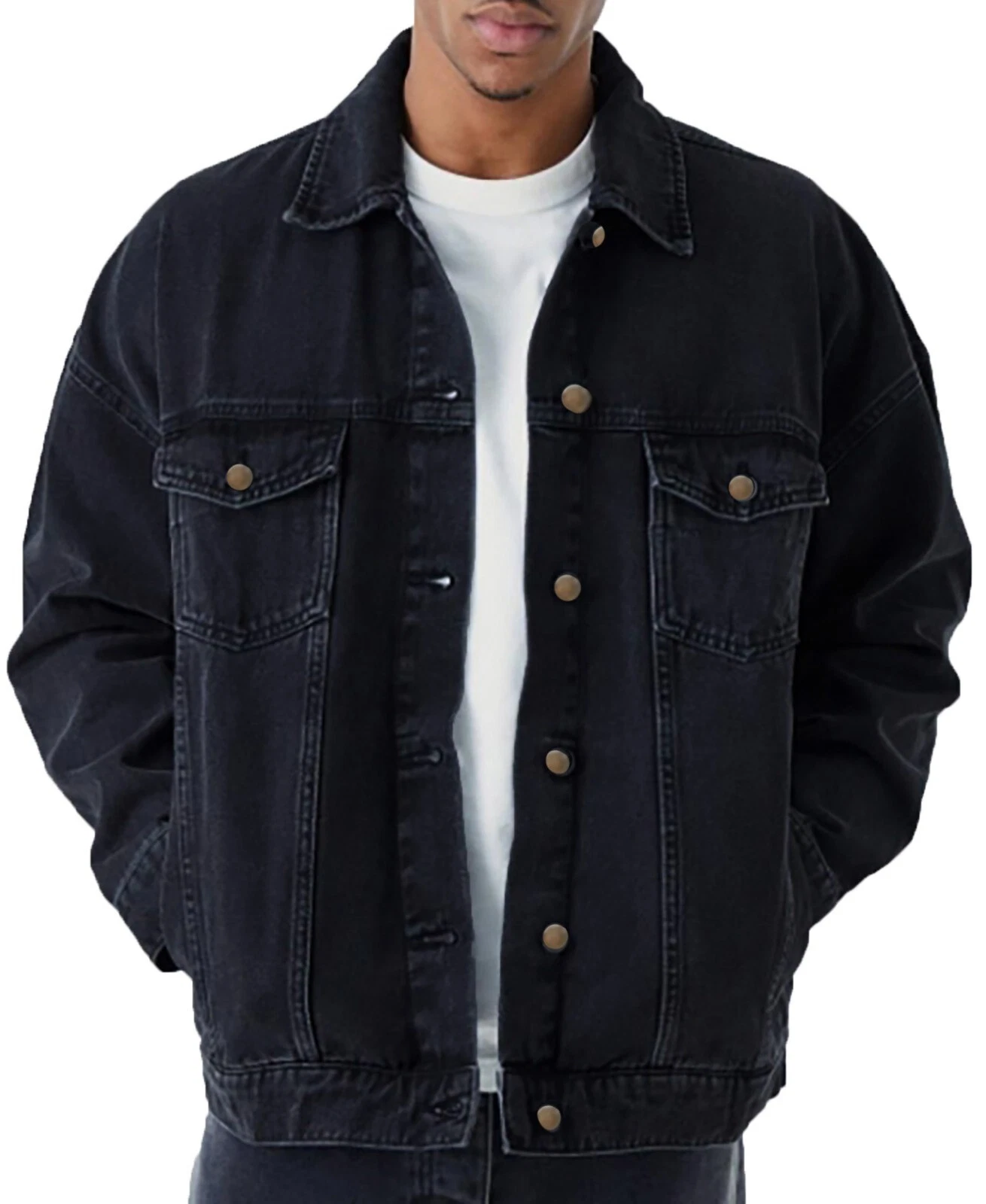 Mens Oversized Black Denim Wash Jacket Classic Style 100% Cotton
Opens in a new window or tab